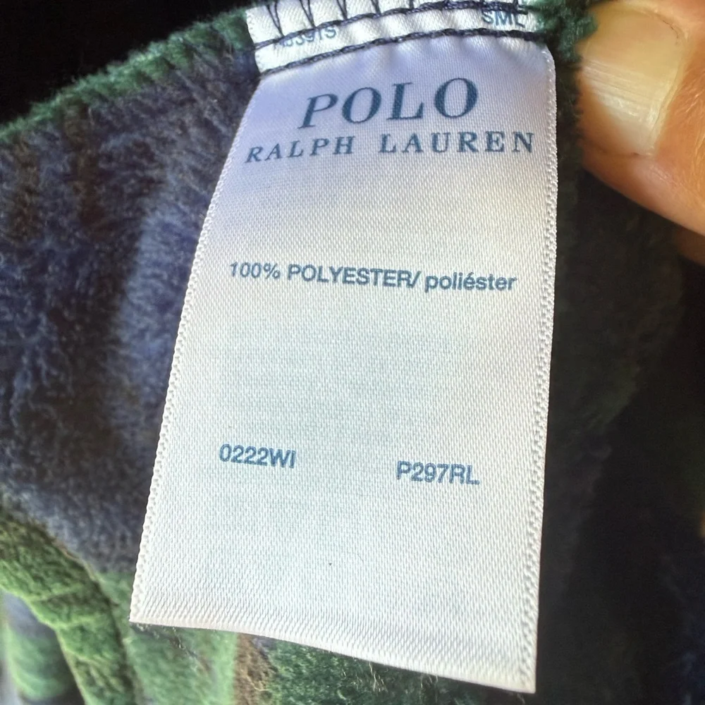 Polo Ralph Lauren Green and Blue Plaid Tartan Plush Long Robe